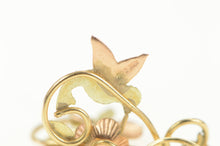 Load image into Gallery viewer, 10K Black Hills Rose Flower Hummingbird Dangle Earrings Yellow Gold