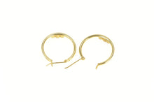 Load image into Gallery viewer, 14K Ruby Inset Classic Statement 19.1mm Hoop Earrings Yellow Gold