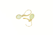 Load image into Gallery viewer, 14K Oval Jadeite Dangle Lever Back Earrings Yellow Gold