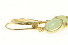 Load image into Gallery viewer, 14K Oval Jadeite Dangle Lever Back Earrings Yellow Gold