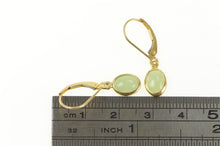 Load image into Gallery viewer, 14K Oval Jadeite Dangle Lever Back Earrings Yellow Gold