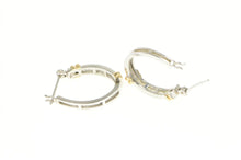 Load image into Gallery viewer, 14K Ctw Diamond Inset Two Tone Oval Hoop Earrings White Gold