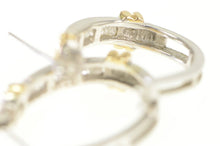 Load image into Gallery viewer, 14K Ctw Diamond Inset Two Tone Oval Hoop Earrings White Gold
