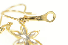 Load image into Gallery viewer, 14K Two Tone Daisy Flower Dangle Lever Back Earrings Yellow Gold