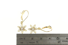 Load image into Gallery viewer, 14K Two Tone Daisy Flower Dangle Lever Back Earrings Yellow Gold