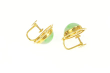 Load image into Gallery viewer, 14K 1960&#39;s 12.5mm Jade Cabochon Screw Back Earrings Yellow Gold
