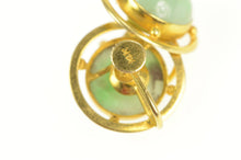 Load image into Gallery viewer, 14K 1960&#39;s 12.5mm Jade Cabochon Screw Back Earrings Yellow Gold