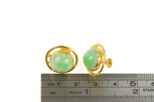 Load image into Gallery viewer, 14K 1960&#39;s 12.5mm Jade Cabochon Screw Back Earrings Yellow Gold