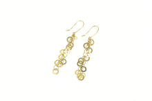 Load image into Gallery viewer, 14K Disk Circle Round Fringe Dangle Chain Hook Earrings Yellow Gold