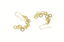 Load image into Gallery viewer, 14K Disk Circle Round Fringe Dangle Chain Hook Earrings Yellow Gold