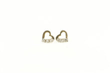 Load image into Gallery viewer, 14K Diamond Inset Heart Love Symbol Stud Earrings Yellow Gold