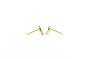 14K Diamond Inset Heart Love Symbol Stud Earrings Yellow Gold