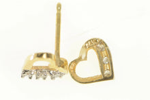 Load image into Gallery viewer, 14K Diamond Inset Heart Love Symbol Stud Earrings Yellow Gold