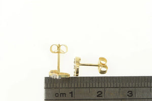 14K Diamond Inset Heart Love Symbol Stud Earrings Yellow Gold