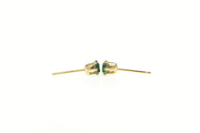 Load image into Gallery viewer, 14K Retro Round Sim. Emerald Solitaire Stud Earrings Yellow Gold