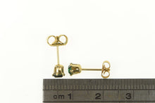 Load image into Gallery viewer, 14K Retro Round Sim. Emerald Solitaire Stud Earrings Yellow Gold