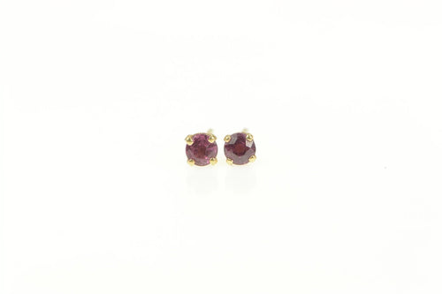 14K Round Natural Ruby Solitaire Stud Earrings Yellow Gold