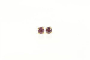 14K Round Natural Ruby Solitaire Stud Earrings Yellow Gold
