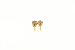 14K Round Natural Ruby Solitaire Stud Earrings Yellow Gold