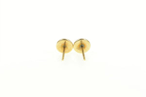 14K Vintage Round Tiger's Eye Retro Stud Earrings Yellow Gold