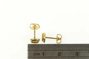 14K Vintage Round Tiger's Eye Retro Stud Earrings Yellow Gold