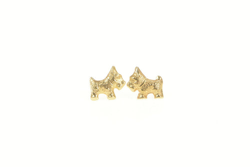 14K Schnauzer Dog Puppy Pet Animal Stud Earrings Yellow Gold