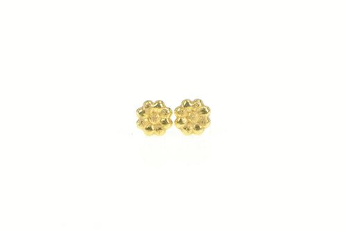 18K Daisy Flower Cute Classic Vintage Stud Earrings Yellow Gold