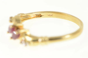 14K Marquise Ruby Diamond Accent Bypass Ring Yellow Gold