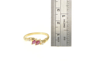 14K Marquise Ruby Diamond Accent Bypass Ring Yellow Gold