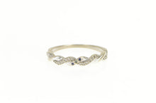 Load image into Gallery viewer, 10K Diamond Encrusted Sapphire Accent Twist Ring White Gold