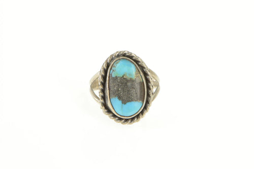 Sterling Silver Oval Turquoise Native American Handmade Ring