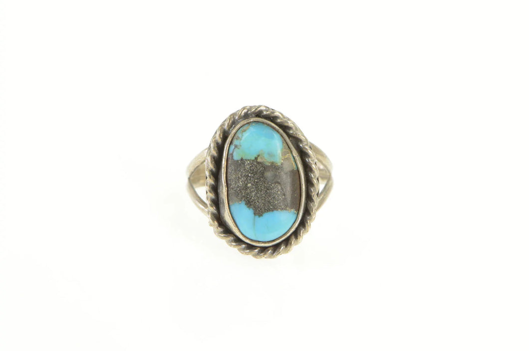 Sterling Silver Oval Turquoise Native American Handmade Ring