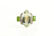 Load image into Gallery viewer, 10K Light Green Quartz Tsavorite Diamond Cocktail Ring Yellow Gold