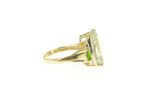 10K Light Green Quartz Tsavorite Diamond Cocktail Ring Yellow Gold