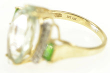Load image into Gallery viewer, 10K Light Green Quartz Tsavorite Diamond Cocktail Ring Yellow Gold