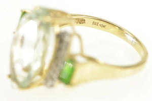 10K Light Green Quartz Tsavorite Diamond Cocktail Ring Yellow Gold