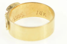Load image into Gallery viewer, 14K Blue Sea Glass Scroll Dot Wide Handmade Ring Yellow Gold