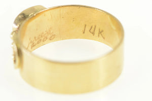 14K Blue Sea Glass Scroll Dot Wide Handmade Ring Yellow Gold