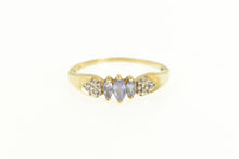 Load image into Gallery viewer, 10K Marquise Tanzanite Diamond Cluster Band Ring Yellow Gold