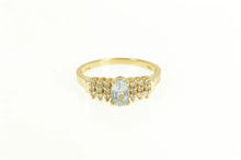 Load image into Gallery viewer, 14K Blue Topaz Oval Diamond Cluster Accent Ring Yellow Gold