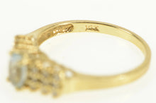 Load image into Gallery viewer, 14K Blue Topaz Oval Diamond Cluster Accent Ring Yellow Gold