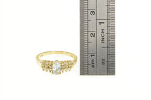 Load image into Gallery viewer, 14K Blue Topaz Oval Diamond Cluster Accent Ring Yellow Gold