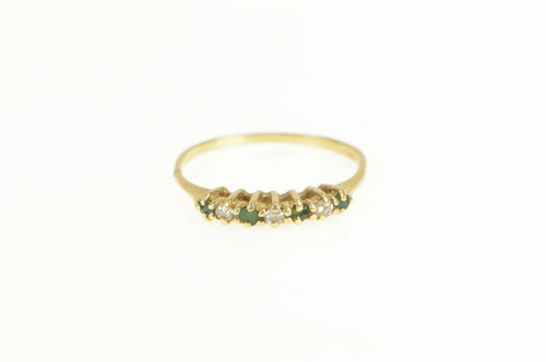 14K Emerald Diamond Classic Wedding Band Ring Yellow Gold