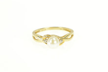 Load image into Gallery viewer, 10K 5.9mm Pearl Diamond Accent Engagement Ring Yellow Gold