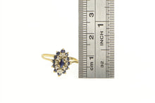 Load image into Gallery viewer, 10K Sapphire Diamond Halo Classic Statement Ring Yellow Gold