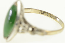 Load image into Gallery viewer, 14K Marquise Jade Art Deco Ornate Statement Ring White Gold