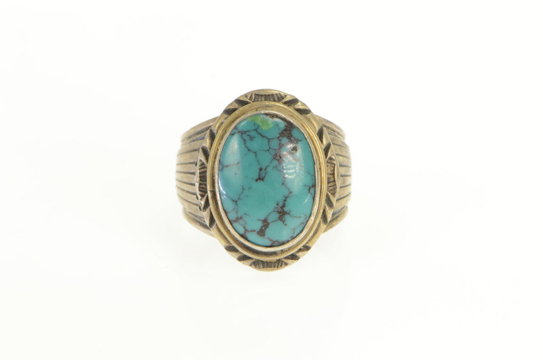 Sterling Silver V Denetdale Navajo Native American Turquoise Ring