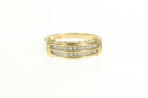 10K Diamond Tiered Row Love Cut Out Band Ring Yellow Gold