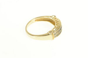10K Diamond Tiered Row Love Cut Out Band Ring Yellow Gold