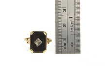 Load image into Gallery viewer, 10K Art Deco Black Onyx Diamond Accent Ring Yellow Gold